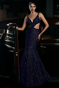 Navy Sequin Gown