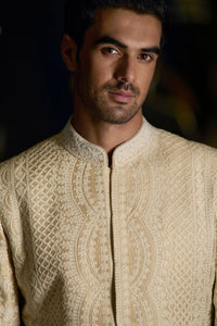 Nude Cream Sherwani Set