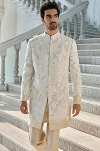Nude Cut Work Sherwani Set