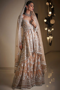 Nude Silver Jacket Sharara Set