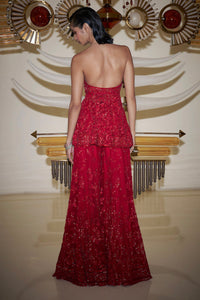 Off-Shoulder Red Sharara Set