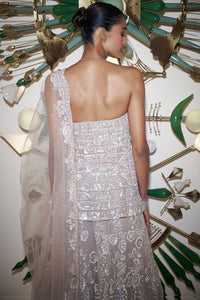 Off-Shoulder White Sharara Set