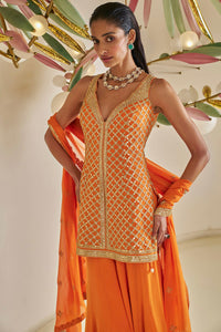 Orange Gota Patti Sharara Set