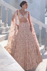 Powder Peach Cut Work Lehenga Set