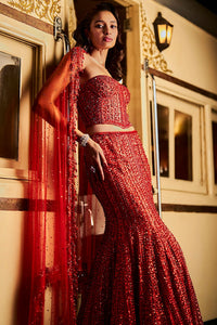 Red Corset Skirt Set