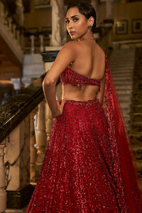 Red Crystal Lehenga Set