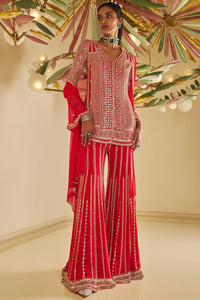 Red Georgette Sharara Set