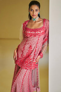 Red Thread Work Sharara Set