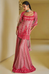 Red Thread Work Sharara Set
