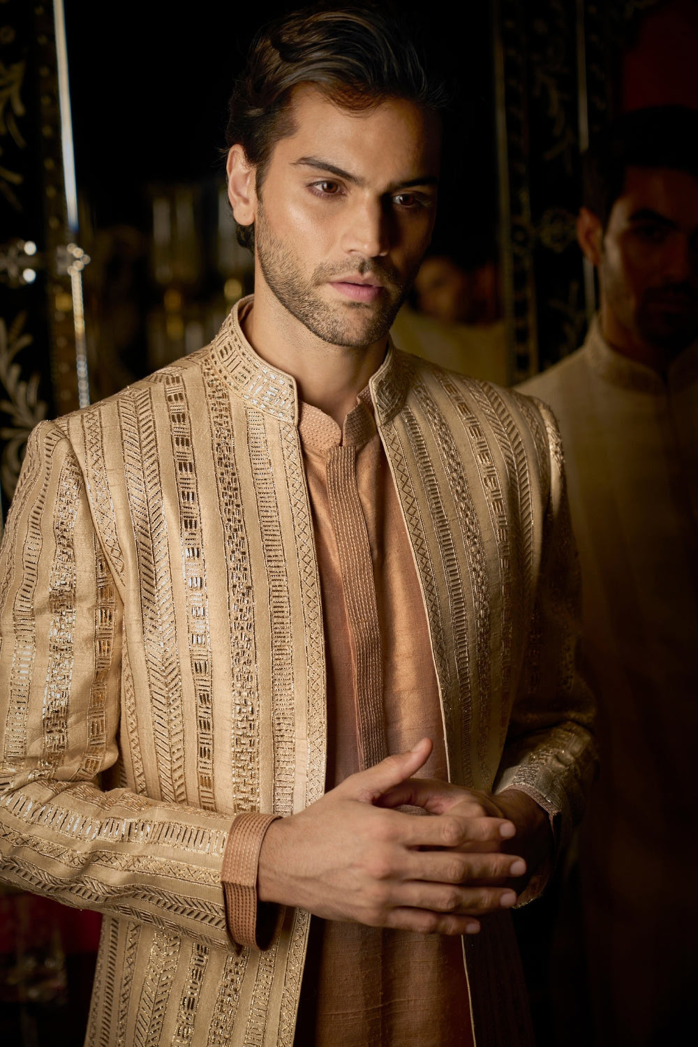 Rose on sale gold sherwani