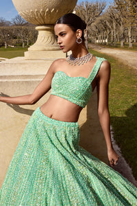 Sea Green Sequin Lehenga Set