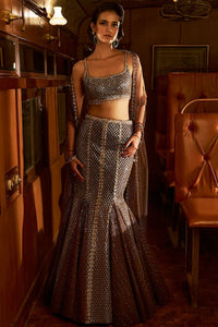 Silver Checkered Skirt Set