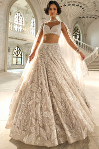 Silver Floral Lehenga Set