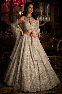 Silver Floral Lehenga Set