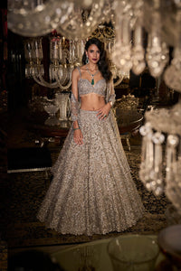 Silver Floral Lehenga Set