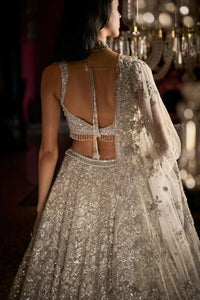 Silver Floral Lehenga Set