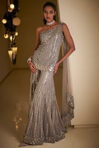 Silver Grey Sequin Sharara Set