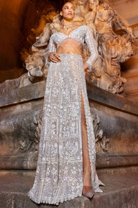 Silver Sequin Skirt Set