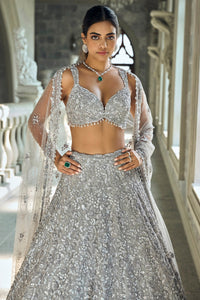 Silver Sequin Lehenga Set