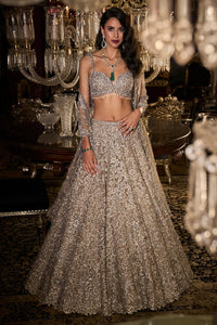 Steel Grey Sequin Lehenga Set
