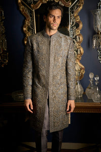Steel Grey Sherwani Set