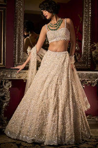 White Sequin Lehenga Set