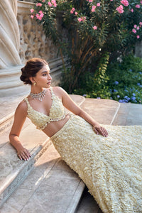 Yellow Three-Dimensional Lehenga Set