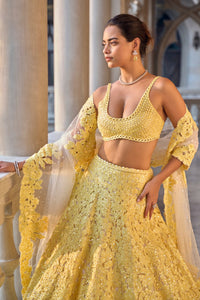 Yellow Cut Work Lehenga Set