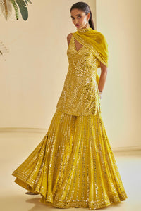 Yellow Mirror Work Sharara Set