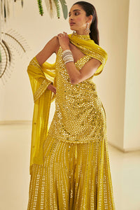 Yellow Mirror Work Sharara Set