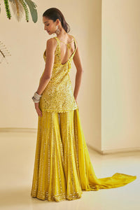 Yellow Mirror Work Sharara Set