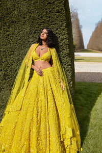 Yellow Sequin Lehenga Set