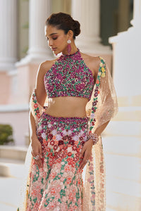 Ombre Multi-Coloured 3Dl Floral Sharara Set