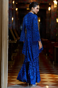 Navy Blue Thread Work Sharara Set