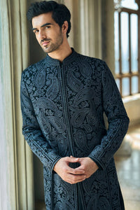 Charcoal Thread Work Sherwani Set