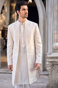 Cream Open Sherwani Set