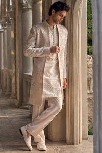 Light Beige Open Sherwani Set