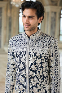 Navy & Silver Sherwani Set