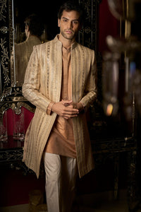 Rose Gold Open Sherwani Set