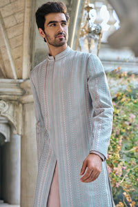 Sage Green Thread Work Sherwani Set