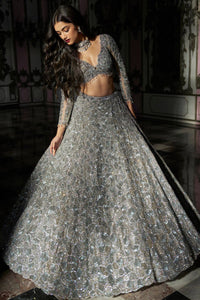 Silver Abstract Lehenga Set