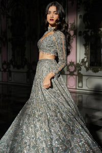Silver Abstract Lehenga Set