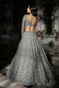 Silver Abstract Lehenga Set