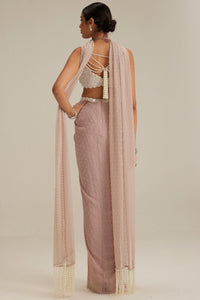 Ash Pink Pearl Scattered Draped Skirt Set