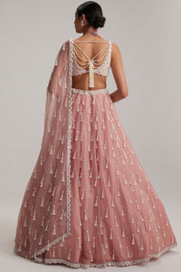 Dusty Rose Mirror & Pearl Lehenga Set