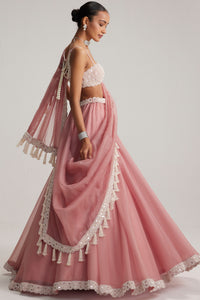 Dusty Rose Mirror & Pearl Lehenga Set
