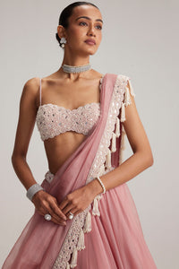 Dusty Rose Mirror & Pearl Lehenga Set