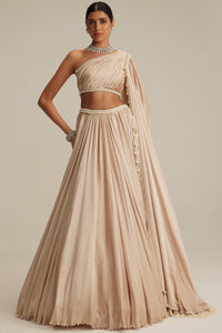 Light Beige Satin Lehenga Set