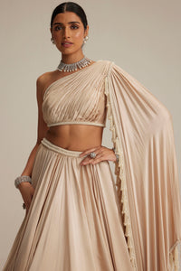 Light Beige Satin Lehenga Set