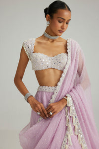 Lavender Mirror & Pearl Lehenga Set